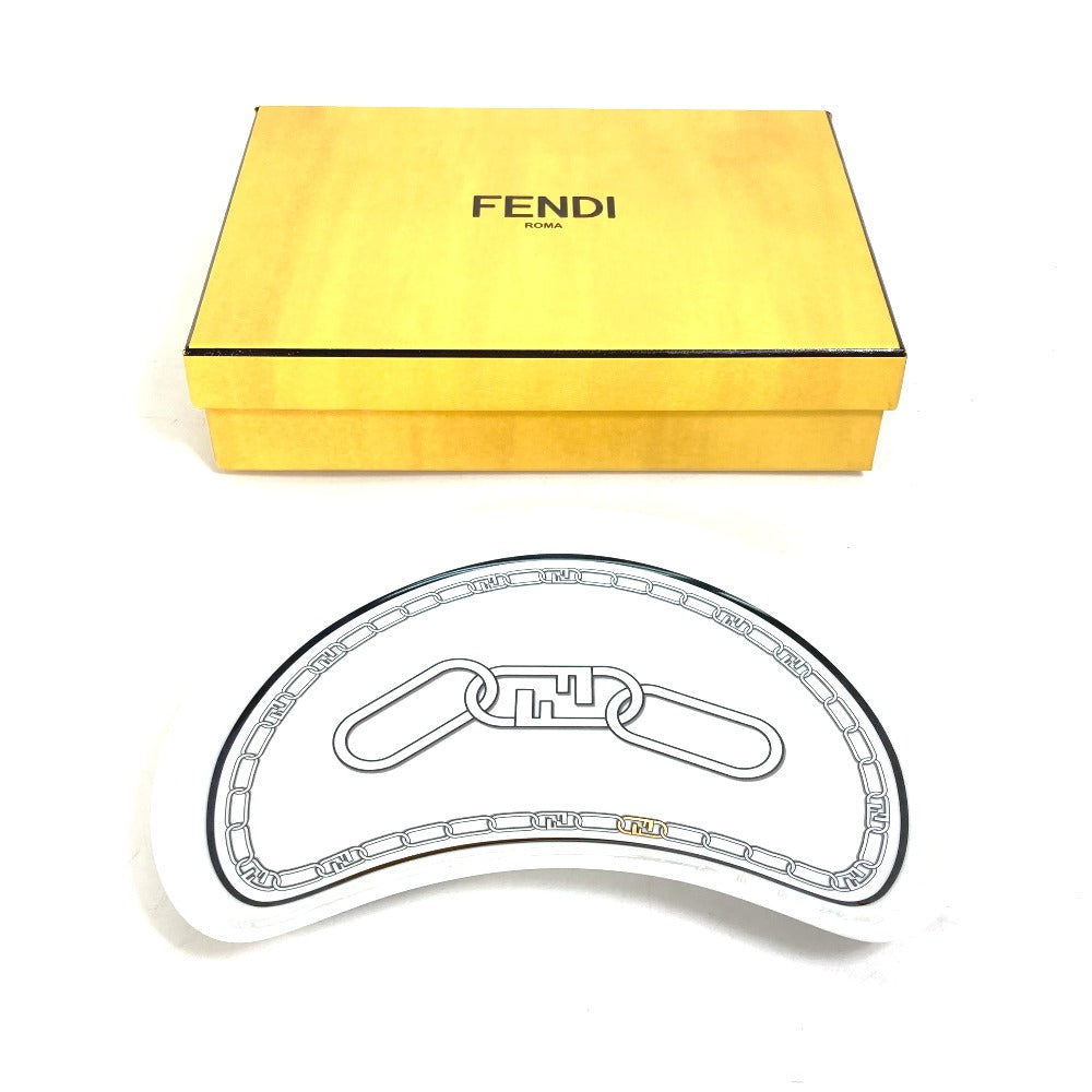 FENDI 7AC048 ホワイト磁器 食器 インテリア オーロック クレセントプレート アペリティフプレート お皿 ポーセリン レディース - brandshop-reference