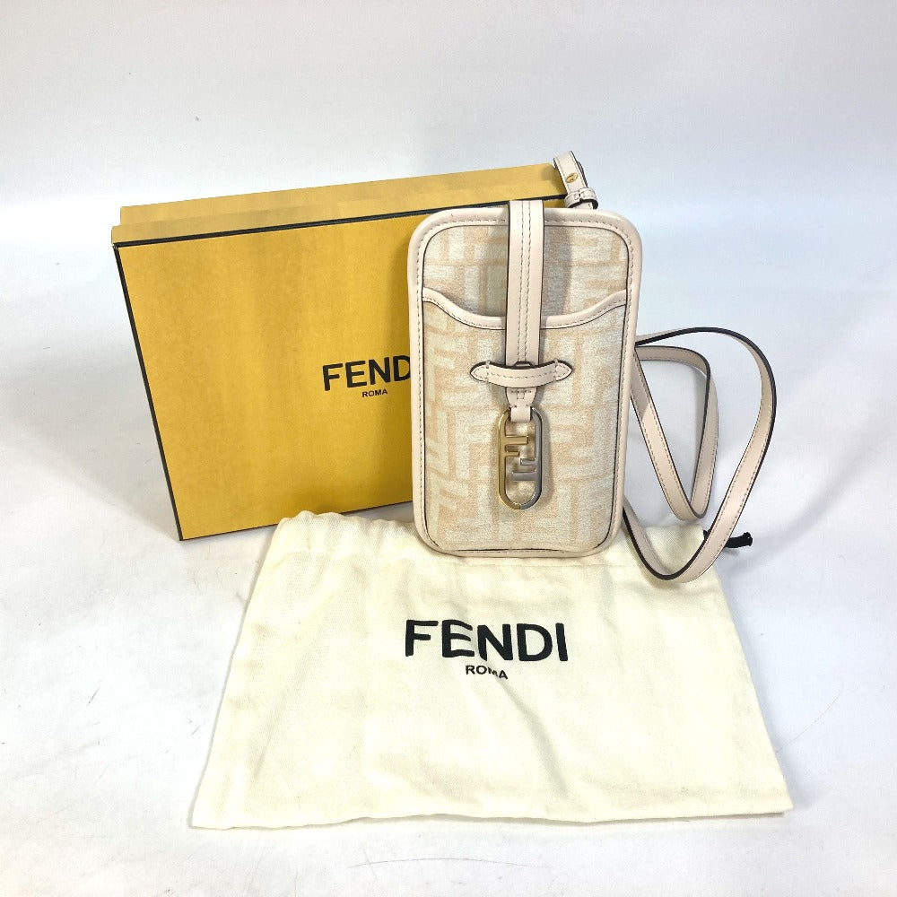 FENDI 7AS131 スマホケース ズッカ ロゴ フォンポーチ スマホポーチ オーロック ショルダーバッグ 斜め掛け ポーチ ビスコース レディース - brandshop-reference