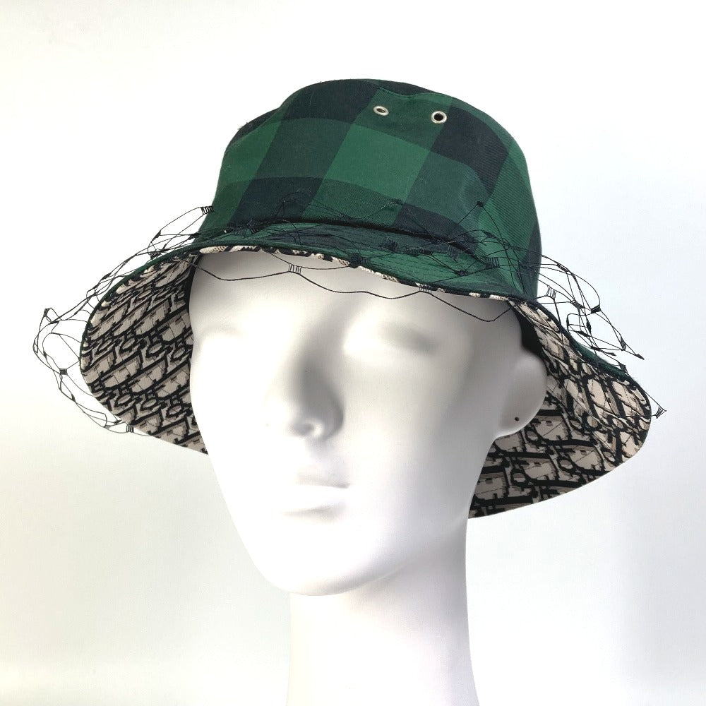 Dior 95TDD923G142 オブリーク チェック チュール付き ベール ボブハット バケットハット 帽子 ハット ポリエステル レディース - brandshop-reference