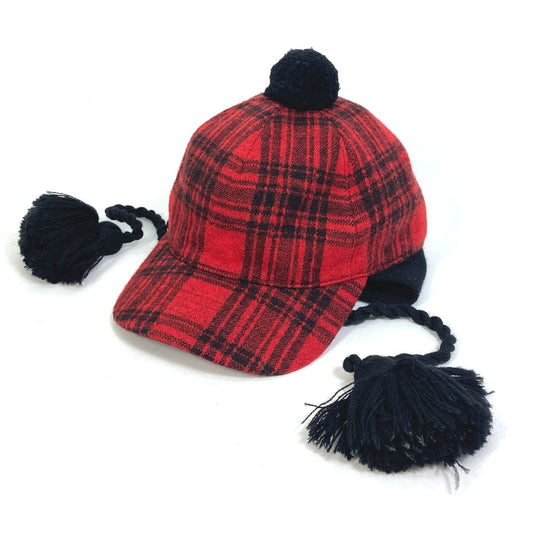 GUCCI 439029 ニット帽 帽子 チェック ポンポンつき キャップ コットン レディース - brandshop-reference