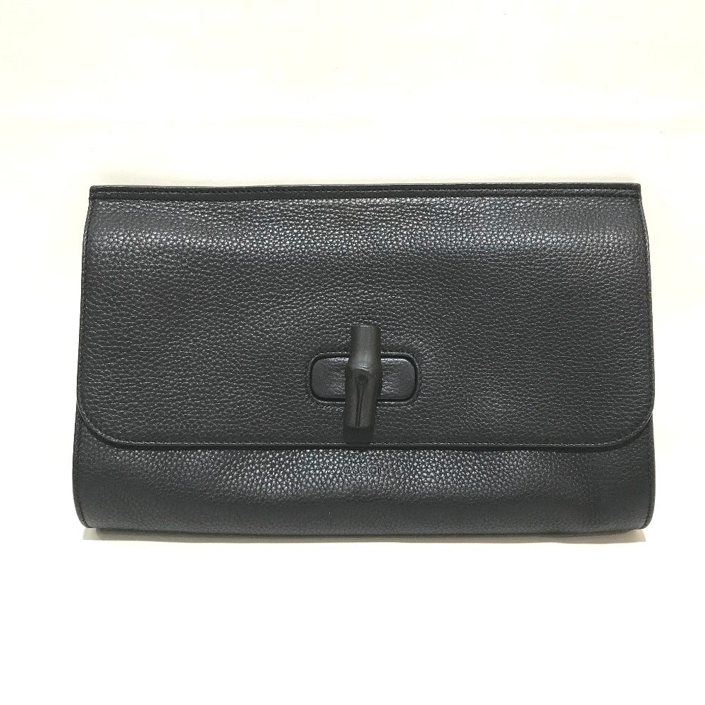 GUCCI 387220 Men s Ladies Bamboo Clutch Bamboo X Leather Unisex