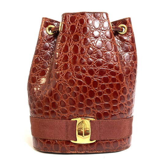 Salvatore Ferragamo AQ-215676 ヴァラ 型押し リュックサック レザー レディース - brandshop-reference