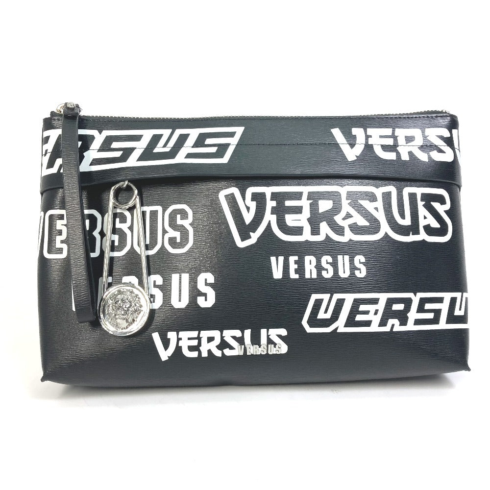 VERSUS ロゴ ライオン ストラップ付 ポーチ クラッチバッグ レザー