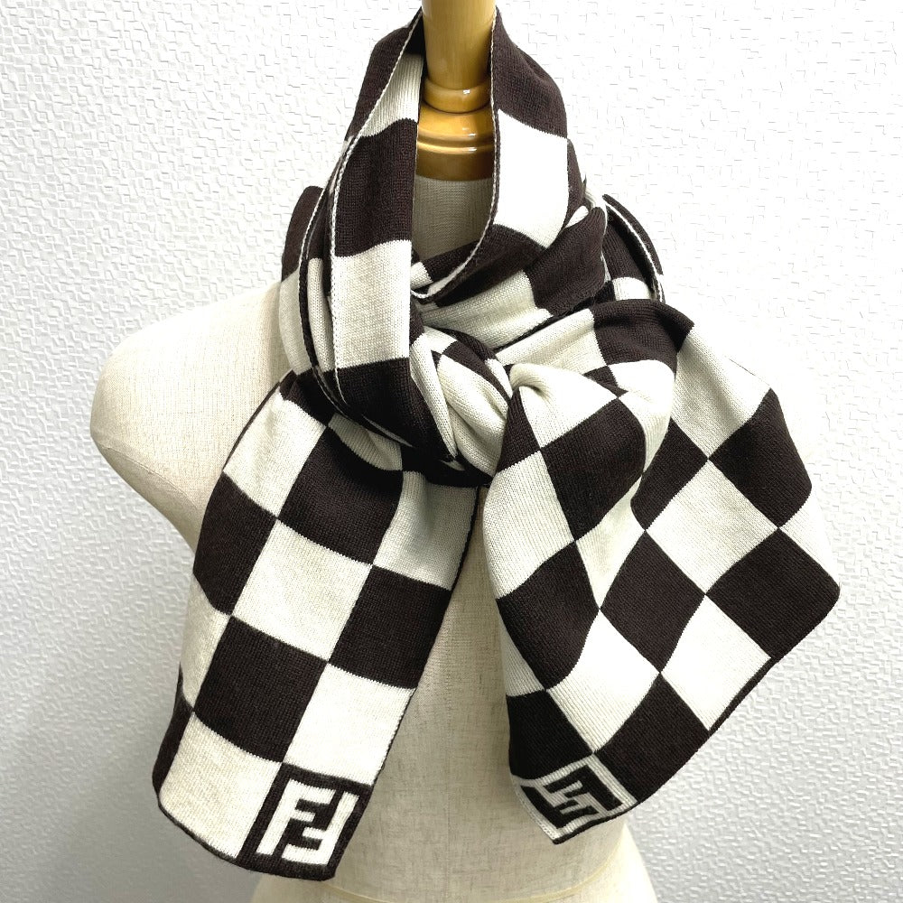 FENDI FF ロゴ ギンガムチェック マフラー ウール レディース - brandshop-reference
