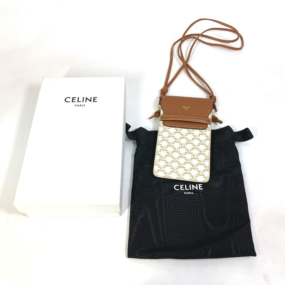 CELINE 10G332CQD トリオンフ フォンケース バイルポーチ カバン ショルダーバッグ ポシェット 肩掛け スマートフォンケース PVC/ナイロン レディース - brandshop-reference