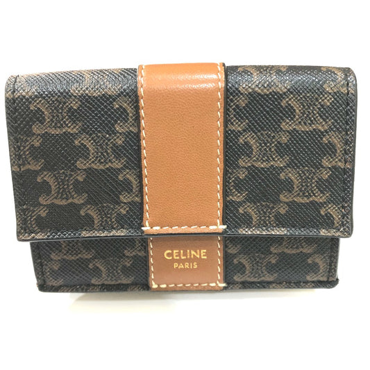 CELINE トリオンフ スモール トリフォールド コンパクトウォレット 3つ折り財布 PVC/レザー レディース - brandshop-reference