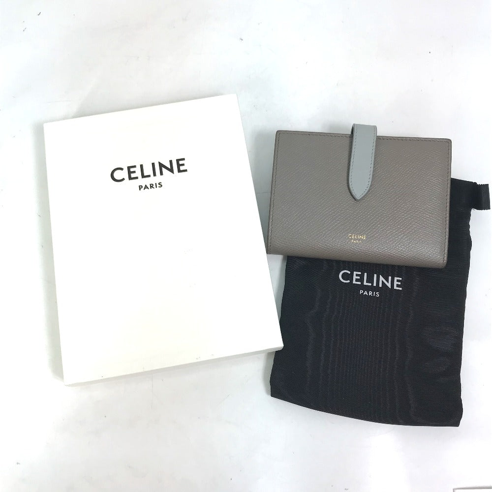 CELINE 10B643BRU.10PI バイカラー ミディアム ストラップ ウォレット 3つ折り財布 レザー レディース - brandshop-reference