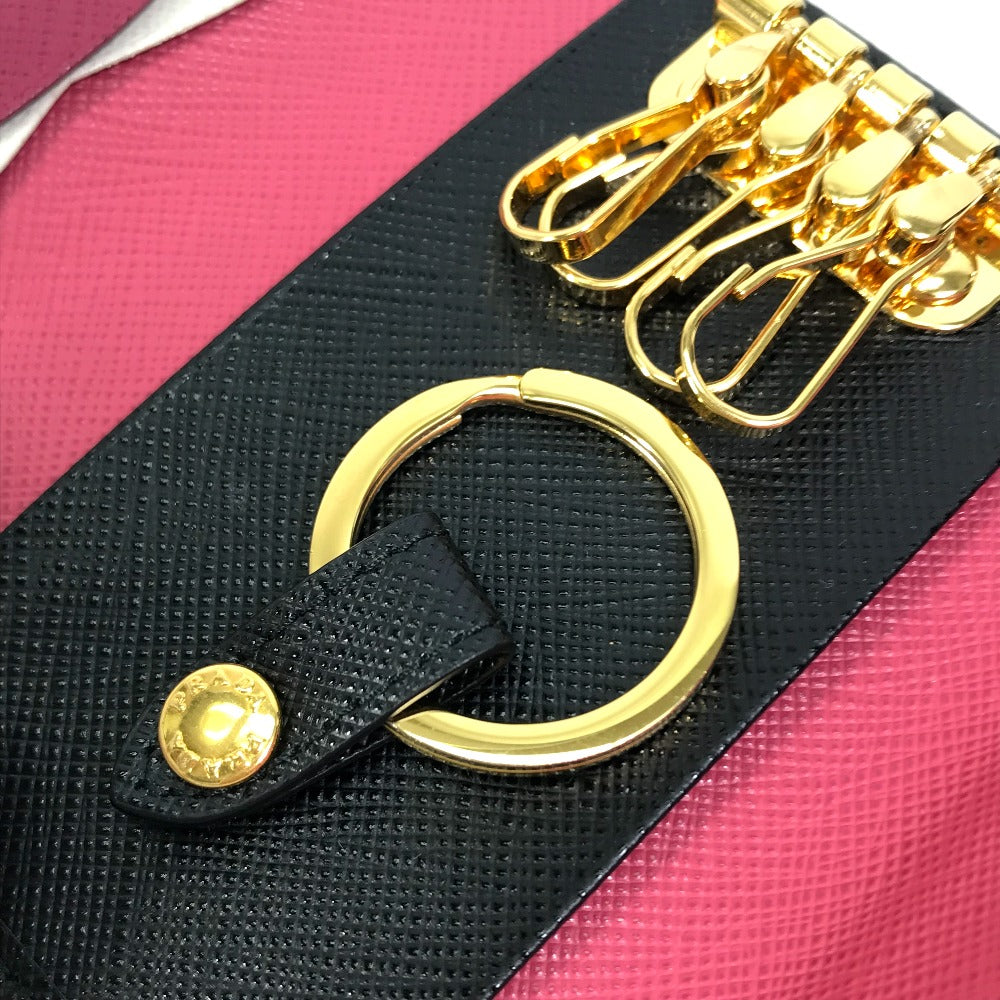PRADA 1PG004 ロゴ マルチカラー キーリング 4連 キーケース サフィアーノレザ- レディース - brandshop-reference