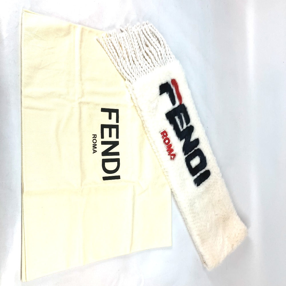 FENDI FNG477 フィラ FILA コラボ ロゴ 毛皮 ストール フリンジ マフラー ファー レディース - brandshop-reference