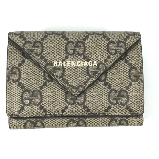 GUCCI 681704 BALENCIAGA バレンシアガ コラボ ペーパー ミニ ウォレット ザ ハッカー プロジェクト 3つ折り財布 GGスプリームキャンバス ユニセックス - brandshop-reference