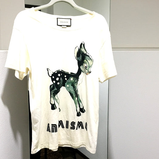 GUCCI 492347 ANIMISMO バンビプリント トップス 半袖Tシャツ コットン メンズ - brandshop-reference