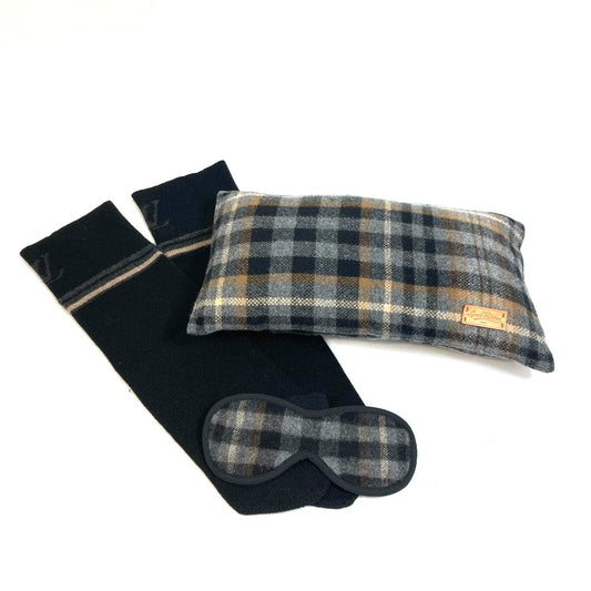 LOUIS VUITTON R99136 チェック アイマスク 枕 靴下 3点 トラベルセット クッション ウール ユニセックス - brandshop-reference