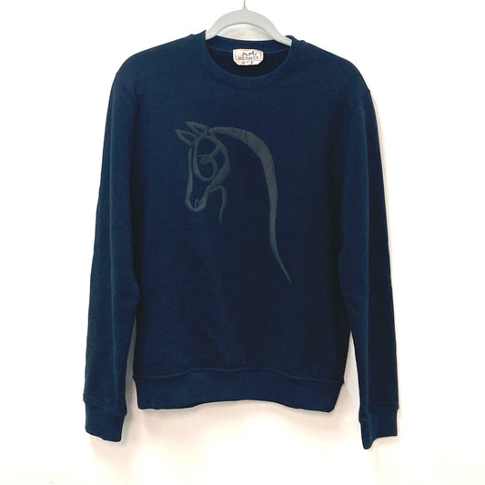 HERMES ホース レザーパッチ シュバル 馬 スウェット トップス 長袖 アパレル トレーナー コットン メンズ - brandshop-reference