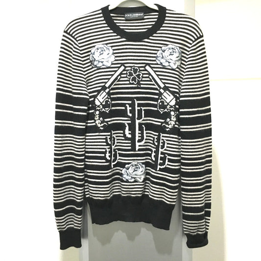 DOLCE&GABBANA GP003K ボーダー ワッペン フラワー サボテン ピストル 長袖 トップス セーター カシミヤ メンズ - brandshop-reference
