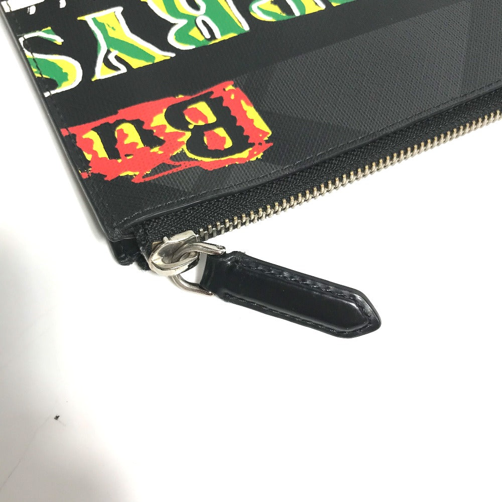 BURBERRY グラフィティ チェック ポーチ ストラップ付 クラッチバッグ レザー レディース - brandshop-reference