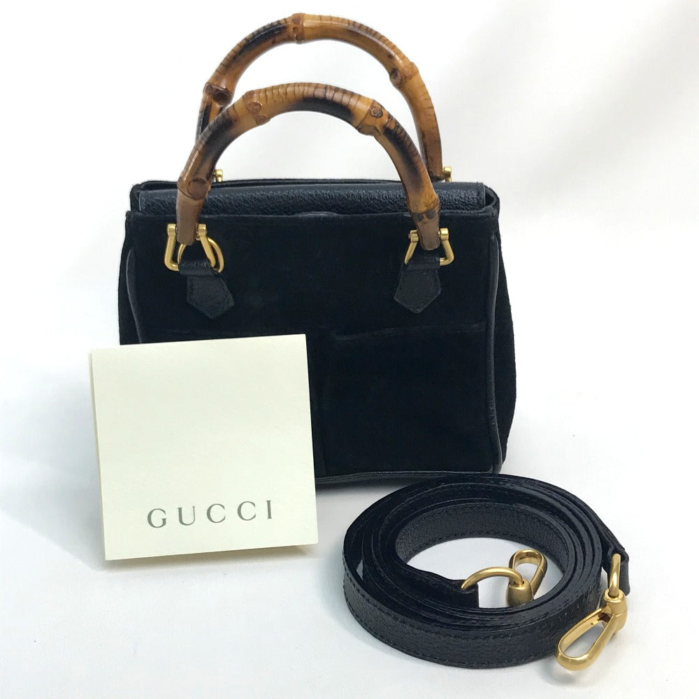 GUCCI 007・1793・0238 ポシェット バンブー 2WAY ハンドバッグ ショルダーバッグ スエード×レザー レディース - brandshop-reference