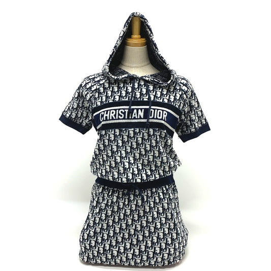 Dior 123R02A4022 オブリーク フリースショートドレス パーカー フード付き ワンピース コットン レディース - brandshop-reference