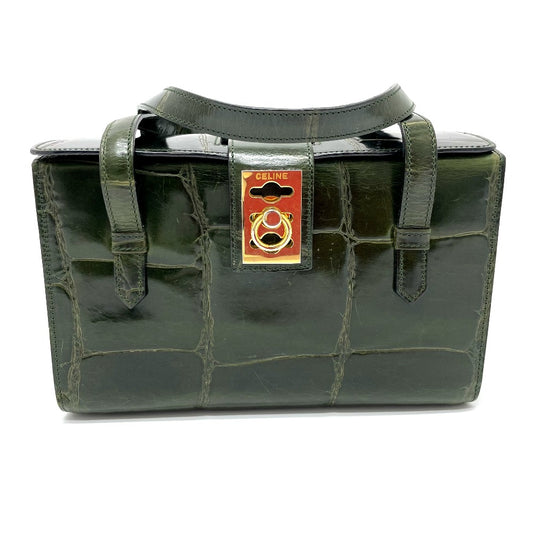 CELINE クロコ型押し ハンドバッグ カバン バニティ ボックス型 ハンドバッグ レザー レディース - brandshop-reference