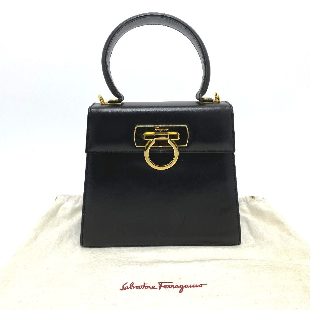 Salvatore Ferragamo BX-212193 ガンチーニ スクエア型 2WAY ハンドバッグ ショルダーバッグ レザー レディース - brandshop-reference