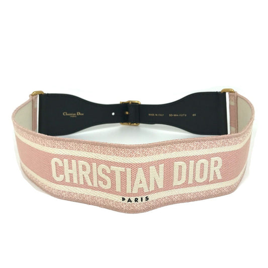 Dior エンブロイダリー ロゴ 太ベルト 幅広 ベルト キャンバス/レザー レディース - brandshop-reference