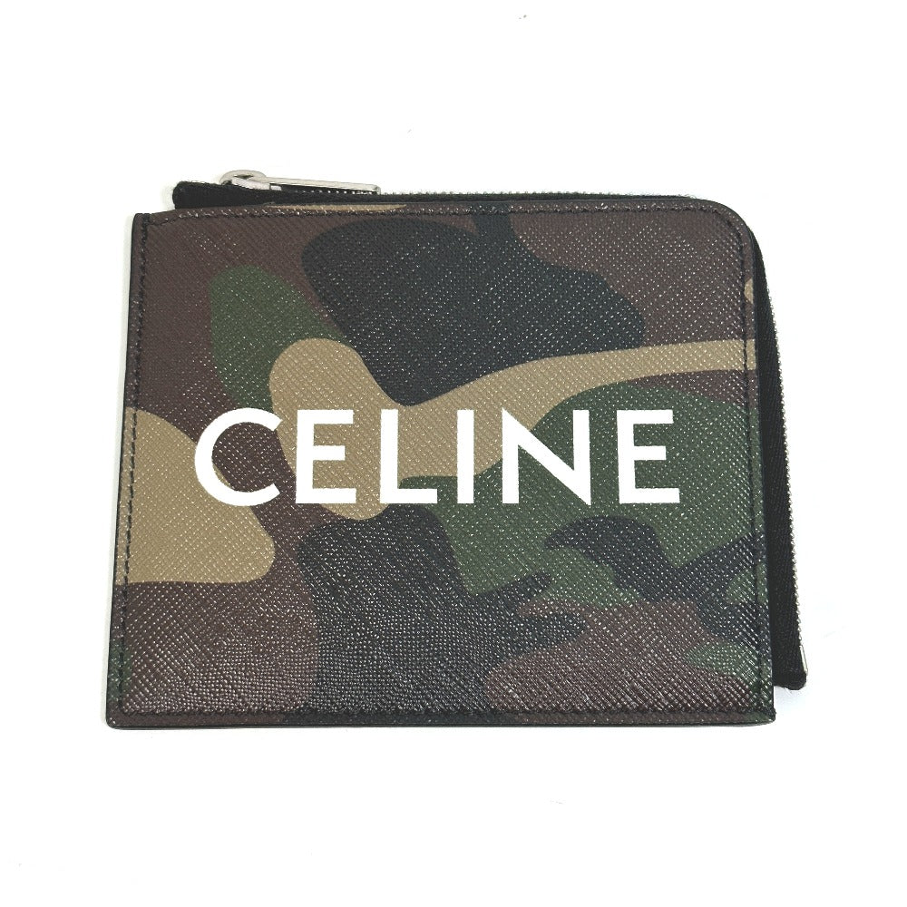 CELINE 10D88 2DEM カモフラ 迷彩 コンパクトジップ カードケース付