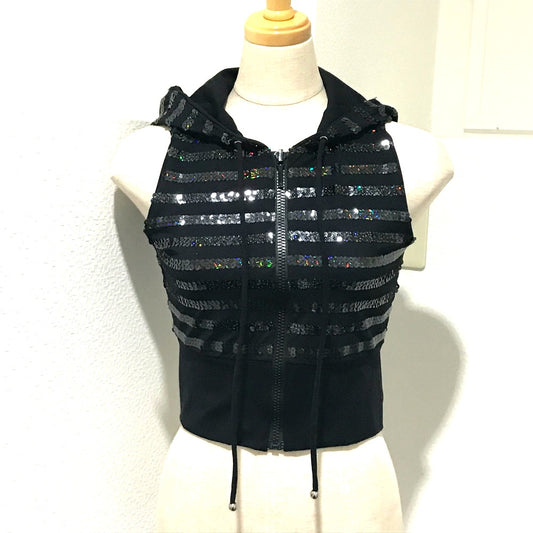 CHANEL 19C ジップアップ フード付き アパレル ベスト スパンコール レディース - brandshop-reference
