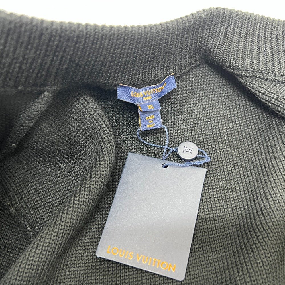 LOUIS VUITTON Logo Bicolor Apparel Short Sleeve Knit Down RW241W Dress Wool Women's Black