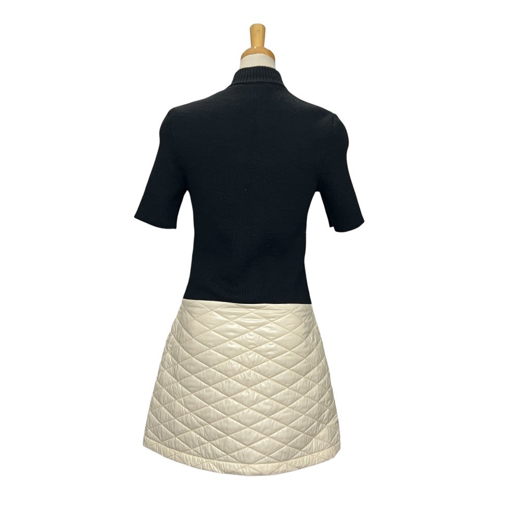 LOUIS VUITTON Logo Bicolor Apparel Short Sleeve Knit Down RW241W Dress Wool Women's Black