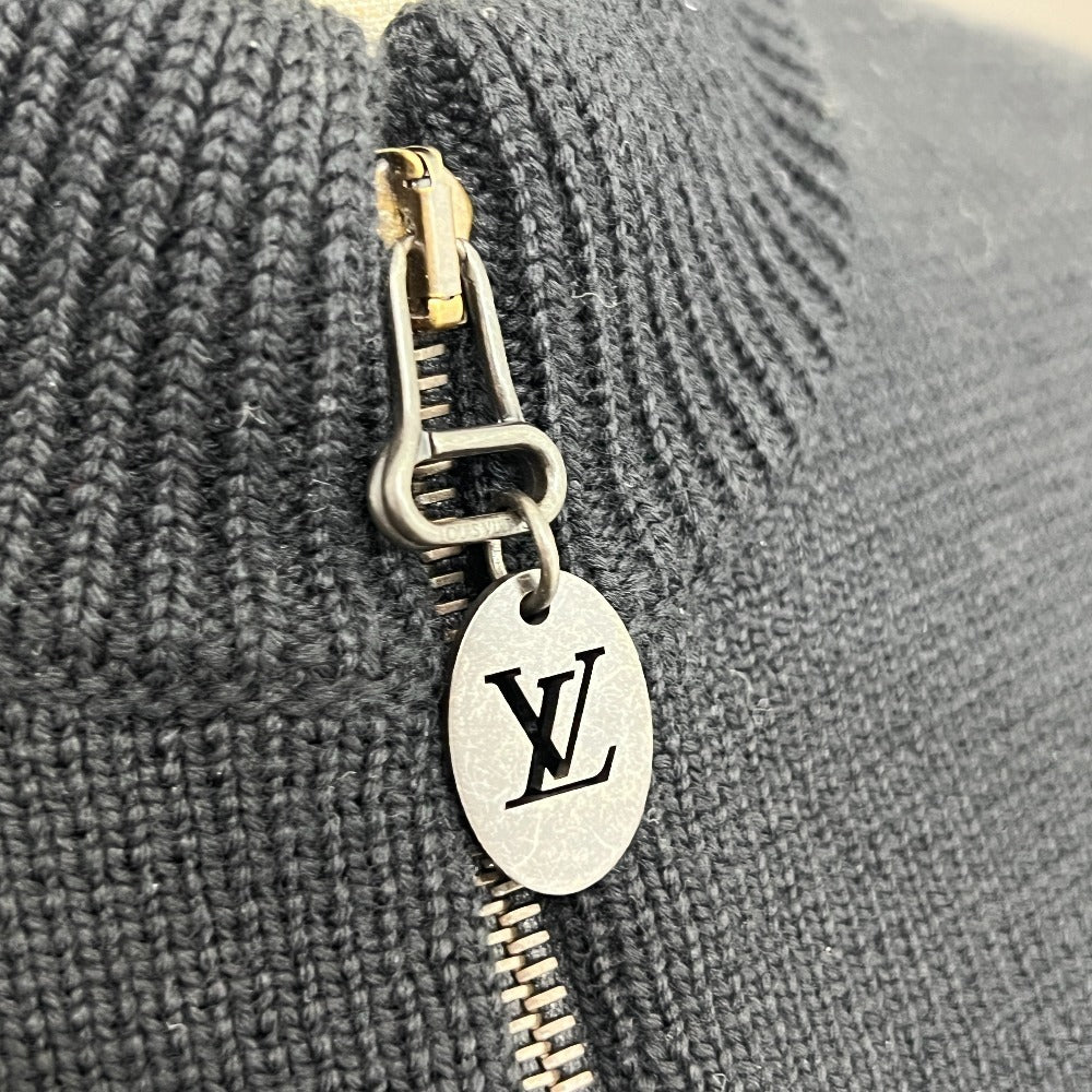 LOUIS VUITTON Logo Bicolor Apparel Short Sleeve Knit Down RW241W Dress Wool Women's Black