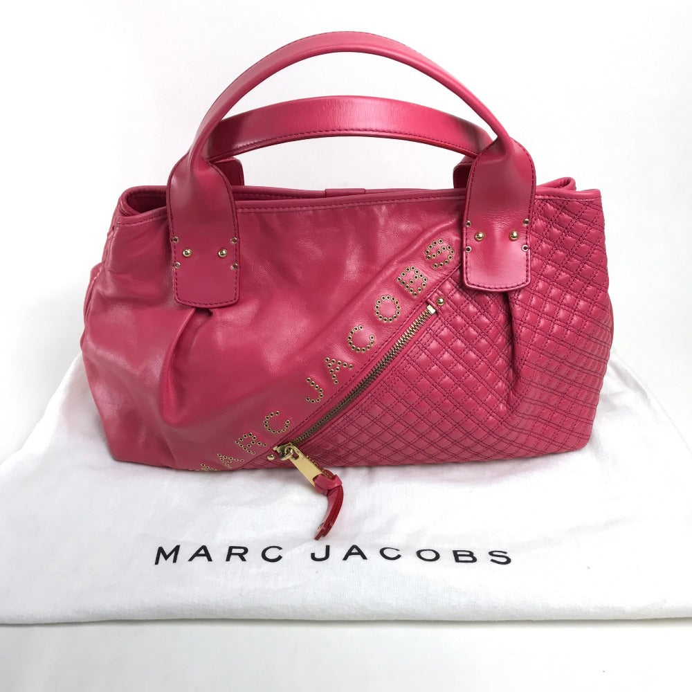 MARC JACOBS logo quilted handbag/tote bag in leather, women's, pink.