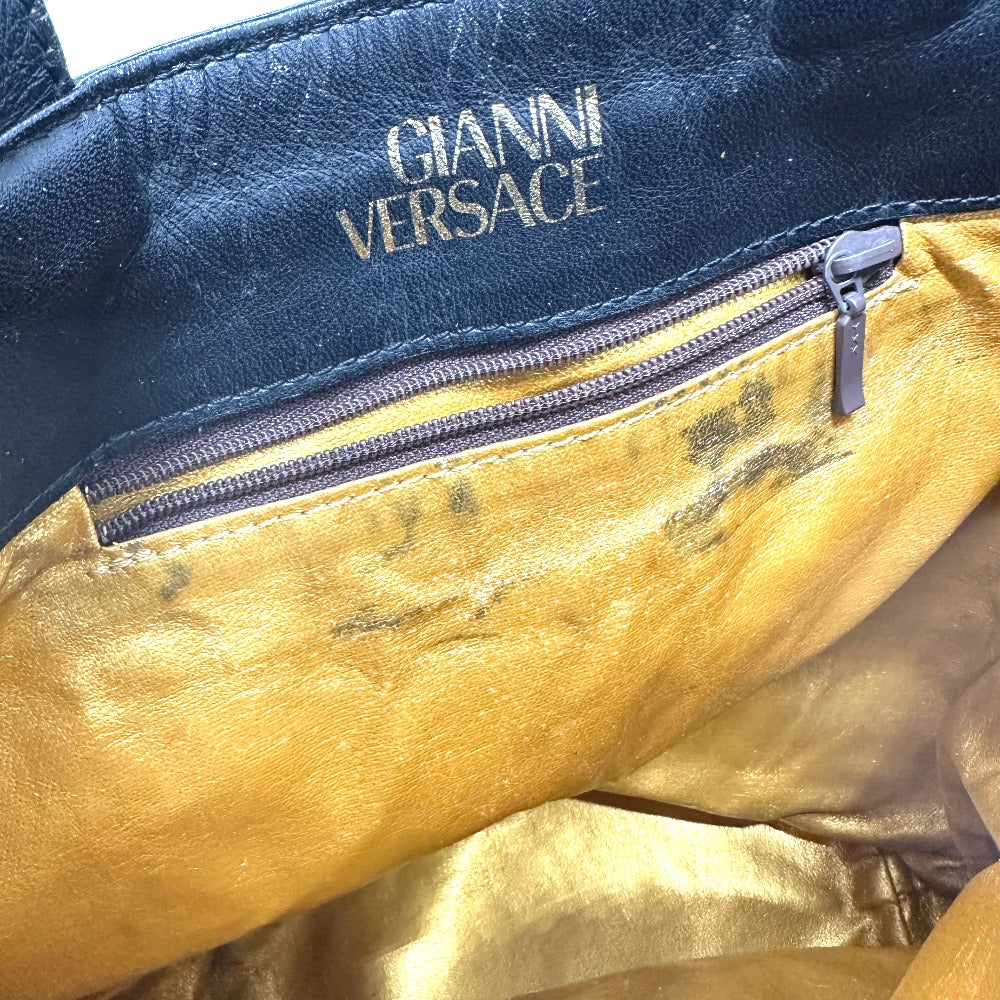 VERSACE Vintage Leopard Print Drawstring Shoulder Bag in Leather/PVC, Yellow