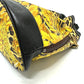 VERSACE Vintage Leopard Print Drawstring Shoulder Bag in Leather/PVC, Yellow