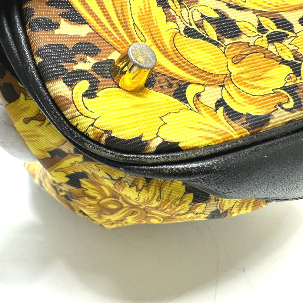 VERSACE Vintage Leopard Print Drawstring Shoulder Bag in Leather/PVC, Yellow
