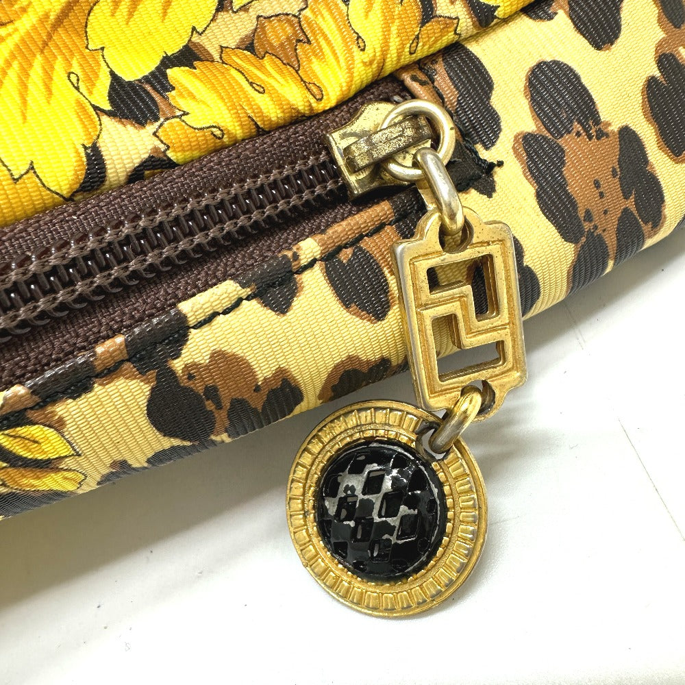 VERSACE Vintage Leopard Print Drawstring Shoulder Bag in Leather/PVC, Yellow
