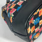 VERSACE Floral Chain Bucket Bag with Drawstring, Crossbody Shoulder Bag in PVC and Leather, Multicolor