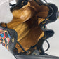 VERSACE Floral Chain Bucket Bag with Drawstring, Crossbody Shoulder Bag in PVC and Leather, Multicolor