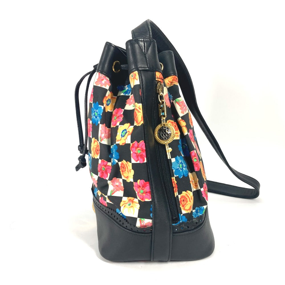 VERSACE Floral Pattern Chain Bag Bucket Type Flower Drawstring