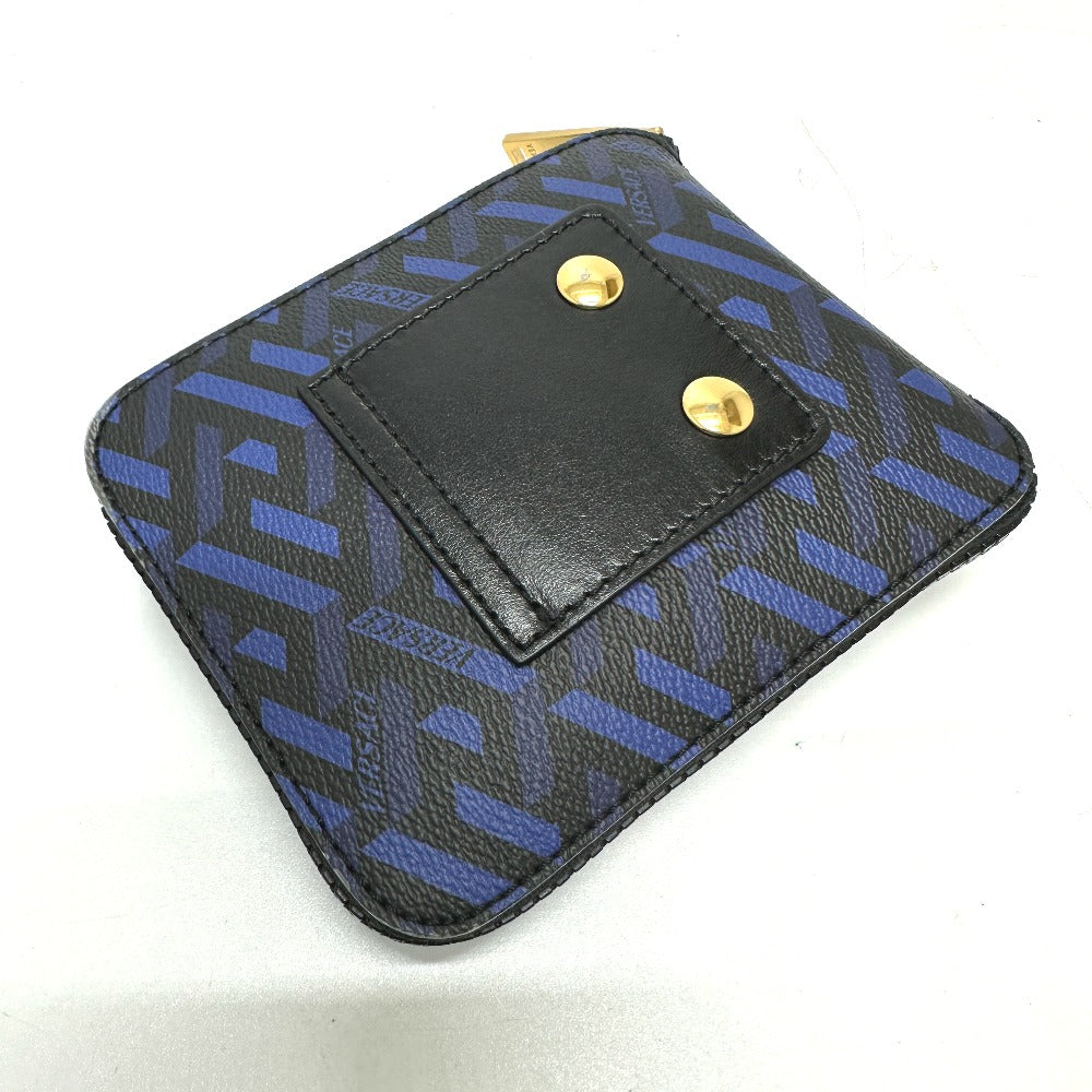 VERSACE Greca Eco Bag, Foldable Shoulder Bag/Tote Bag, Nylon, Women's, Blue