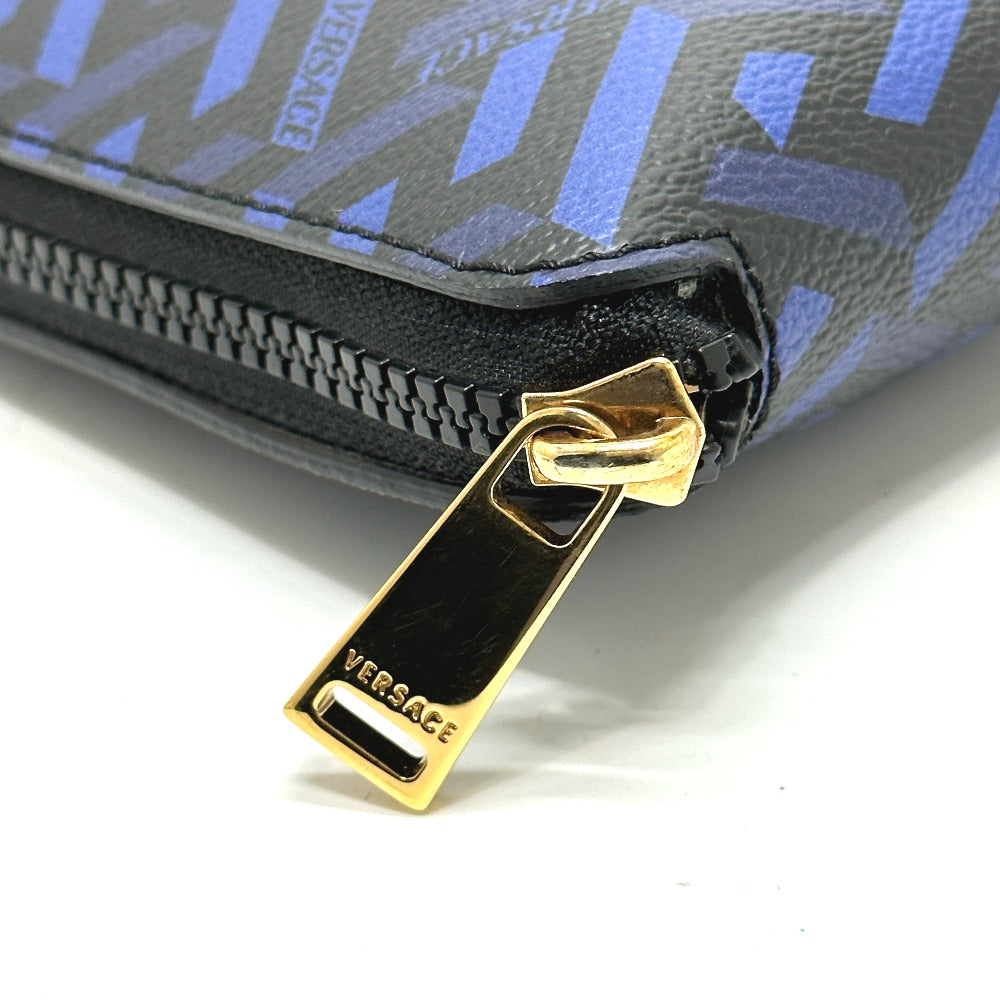 VERSACE Greca Eco Bag, Foldable Shoulder Bag/Tote Bag, Nylon, Women's, Blue