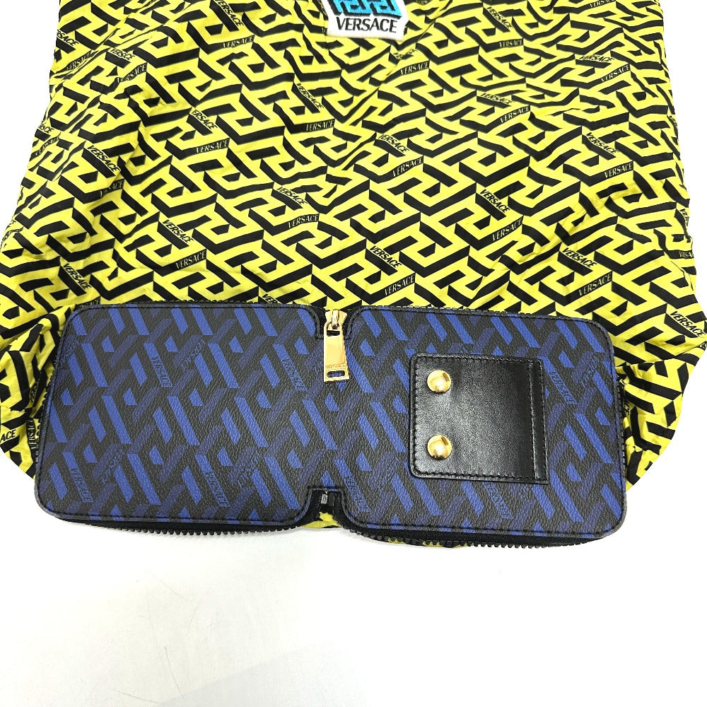 VERSACE Greca Eco Bag, Foldable Shoulder Bag/Tote Bag, Nylon, Women's, Blue