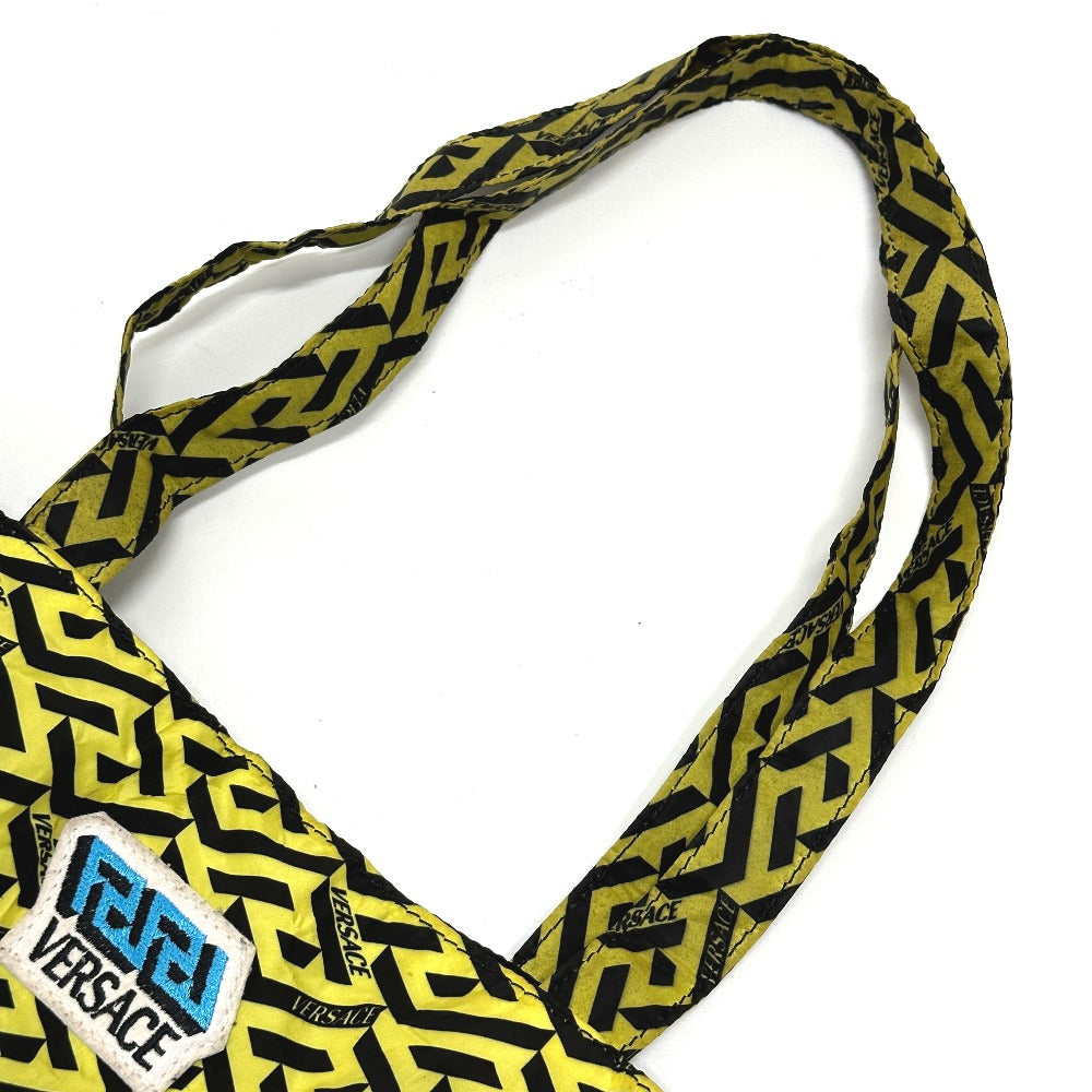 VERSACE Greca Eco Bag, Foldable Shoulder Bag/Tote Bag, Nylon, Women's, Blue