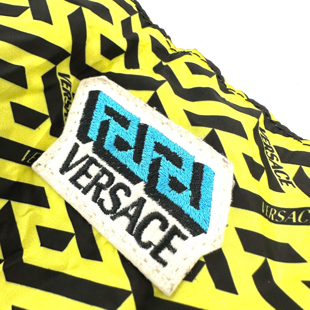VERSACE Greca Eco Bag, Foldable Shoulder Bag/Tote Bag, Nylon, Women's, Blue