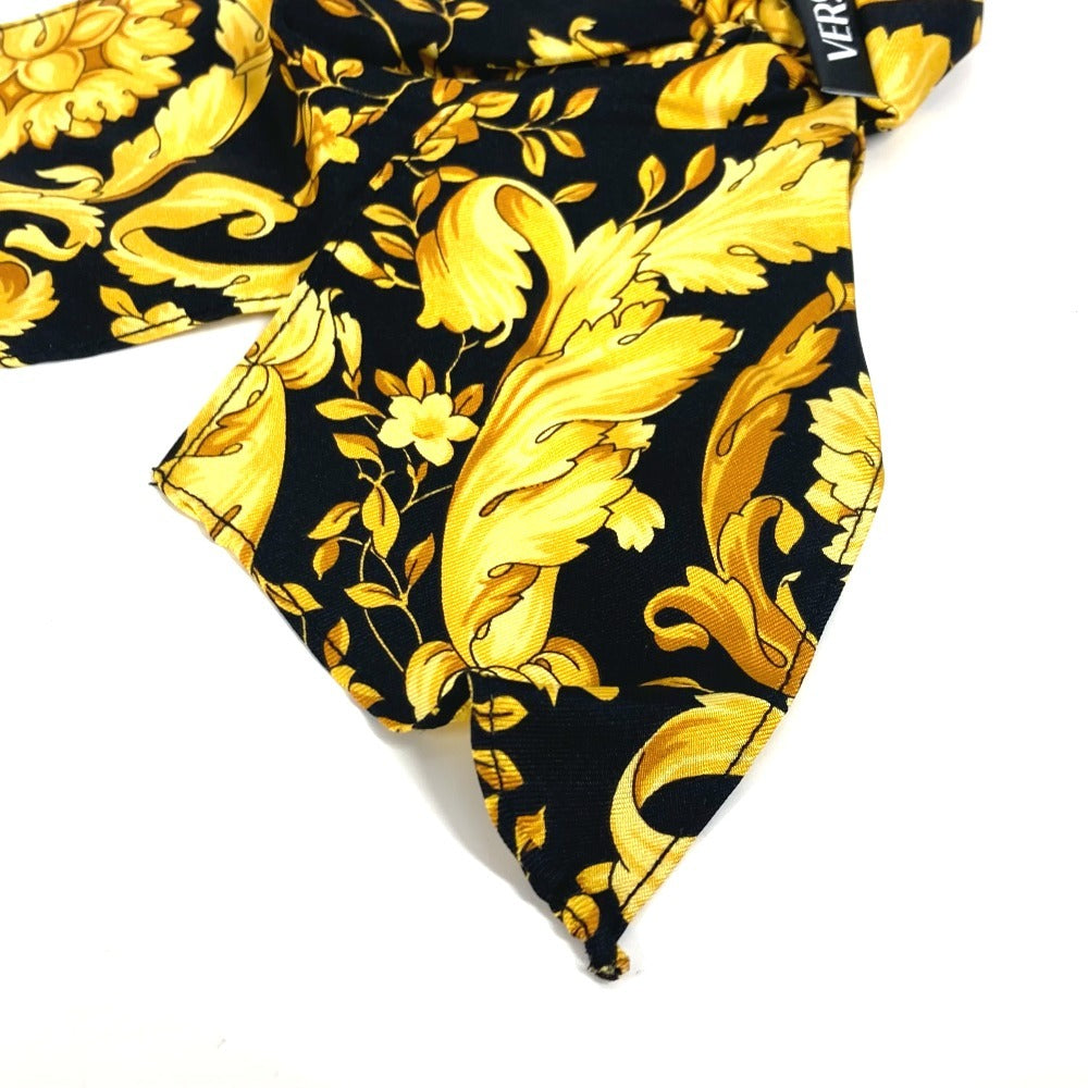VERSACE グレカ ロゴ ヘアゴム ヘアアクセサリー バイカラー シュシュ シルク レディース イエロー - brandshop-reference