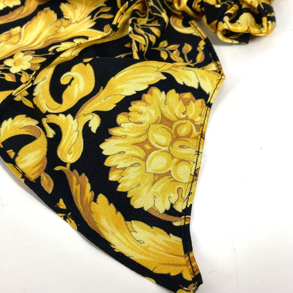 VERSACE グレカ ロゴ ヘアゴム ヘアアクセサリー バイカラー シュシュ シルク レディース イエロー - brandshop-reference