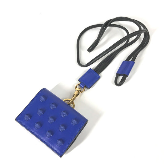 VERSACE Medusa Studded AirPods Case with Strap, Apple Leather Earphone Case, Men's, Blue