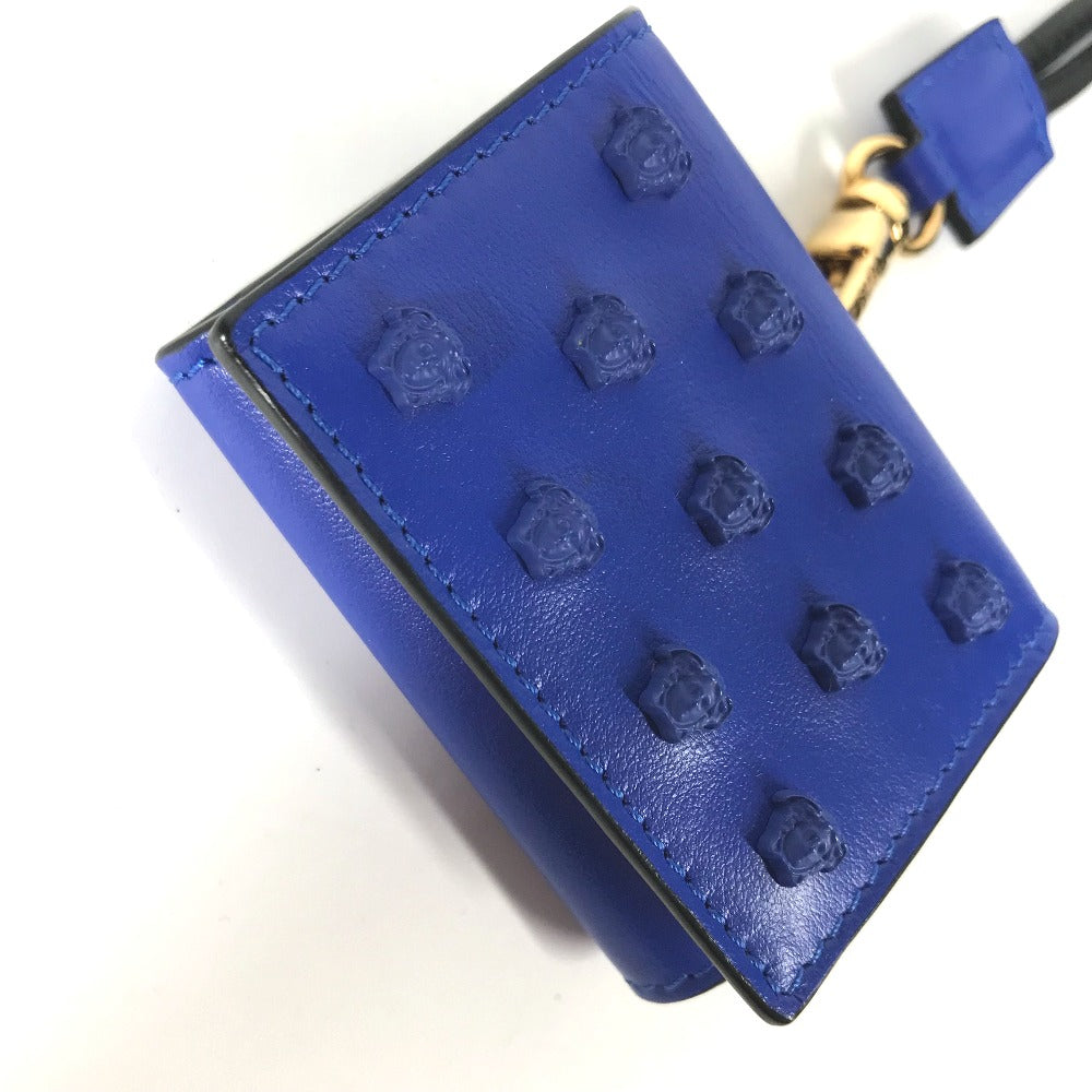 VERSACE Medusa Studded AirPods Case with Strap, Apple Leather Earphone Case, Men's, Blue