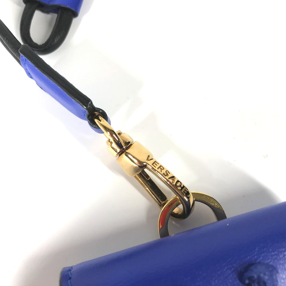 VERSACE Medusa Studded AirPods Case with Strap, Apple Leather Earphone Case, Men's, Blue
