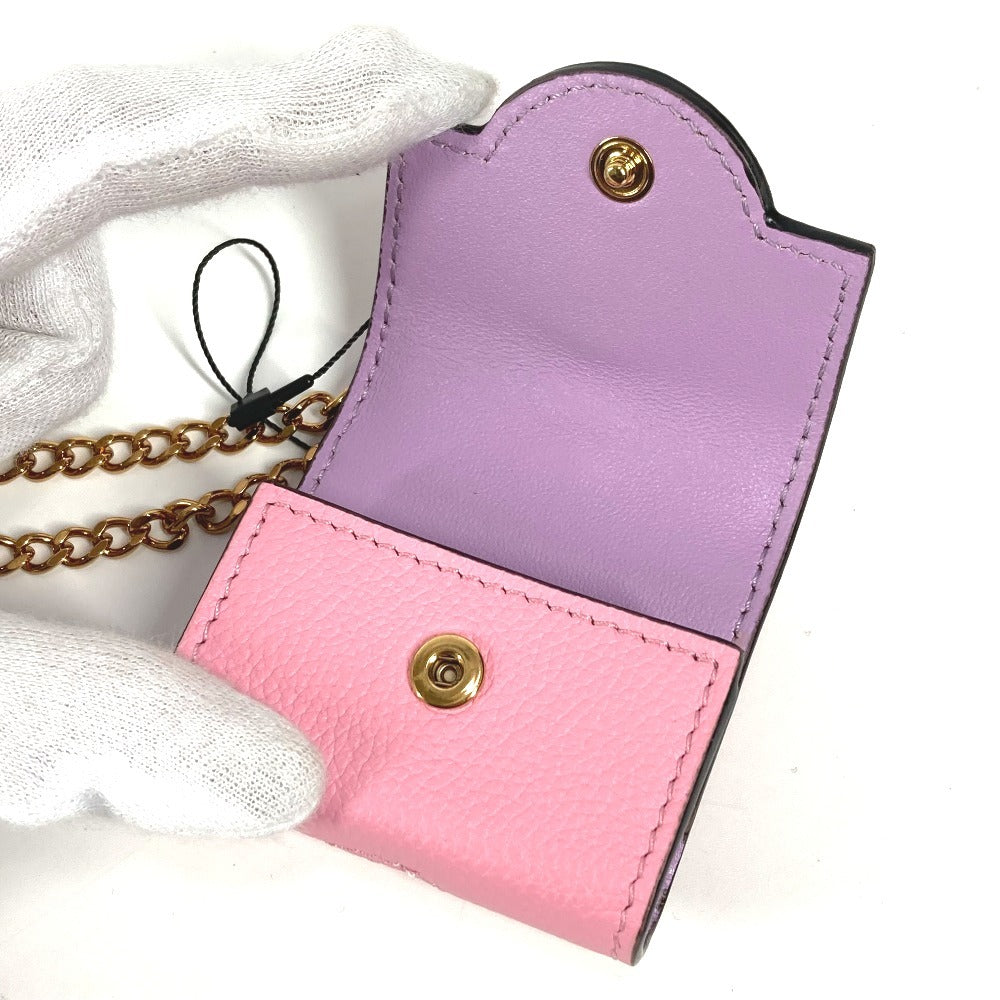 VERSACE チェーン付き ショルダーバッグ メデューサ airpods エアポッズ イヤフォンケース レザー レディース ピンク - brandshop-reference