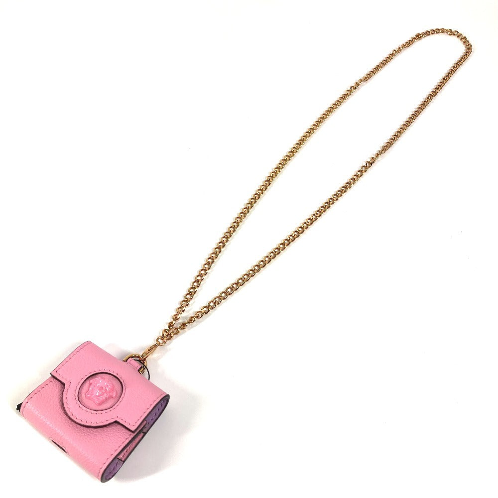 VERSACE チェーン付き ショルダーバッグ メデューサ airpods エアポッズ イヤフォンケース レザー レディース ピンク - brandshop-reference