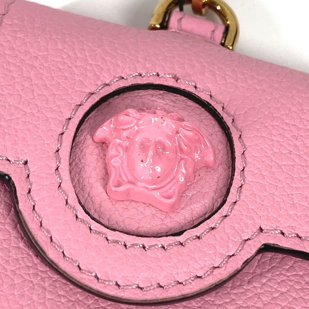 VERSACE チェーン付き ショルダーバッグ メデューサ airpods エアポッズ イヤフォンケース レザー レディース ピンク - brandshop-reference